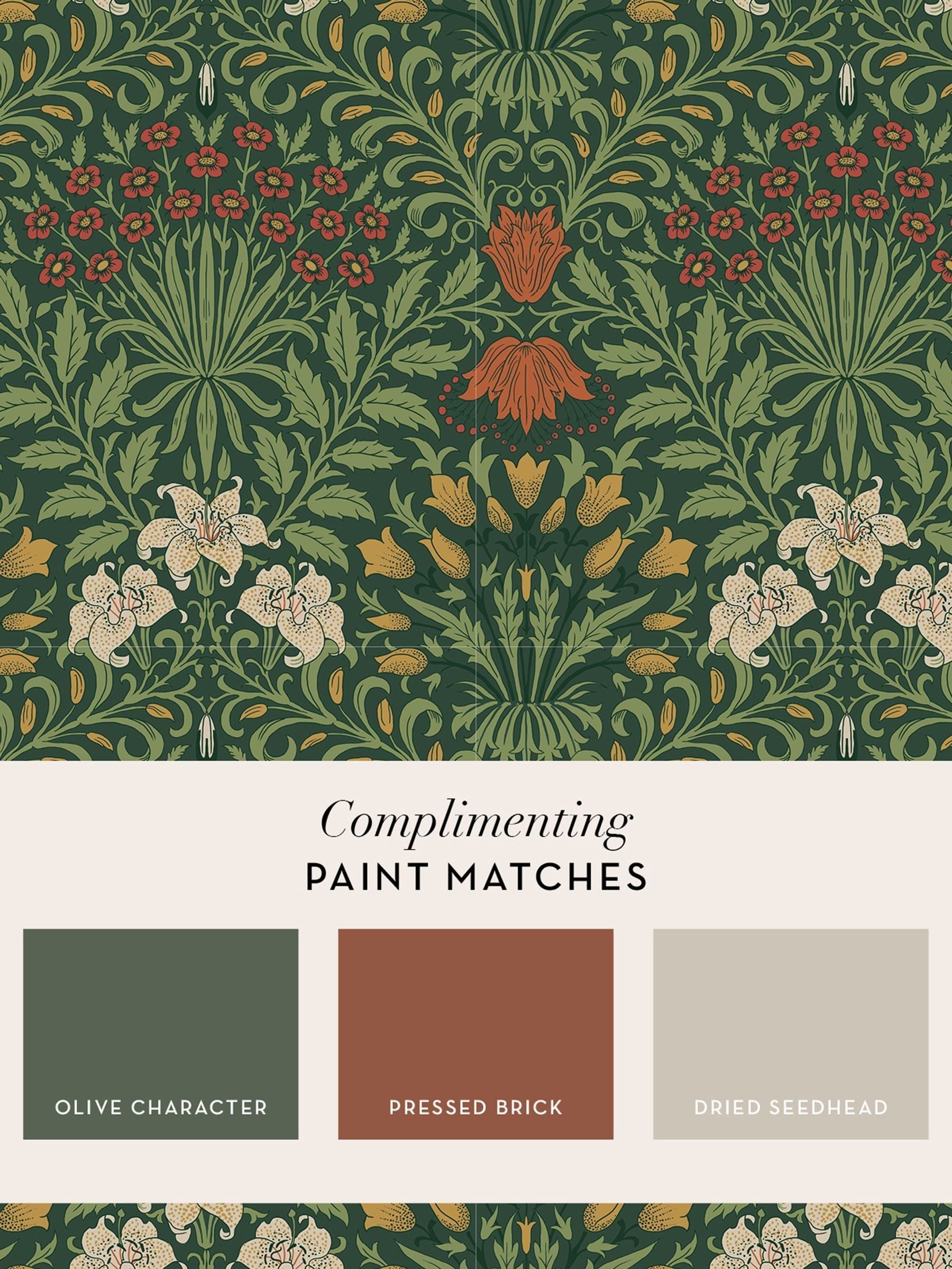William Morris wallpaper Moss Green Garden 10m, imported from the UK