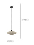 Eglo Midsumer black fabric pendant light 38cm, UK version