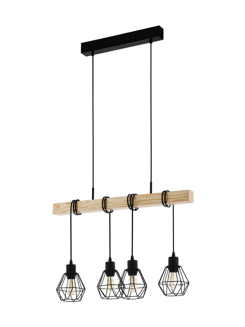 Eglo Townshend 4-light geometric pendant ceiling light, imported from the UK