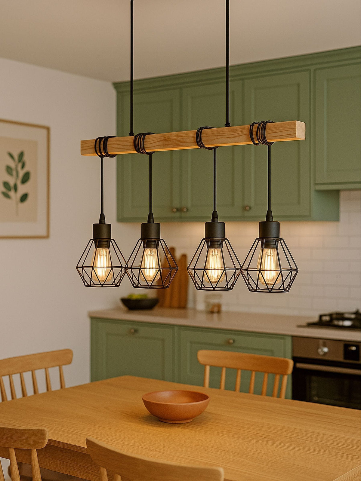 Eglo Townshend 4-light geometric pendant ceiling light, imported from the UK