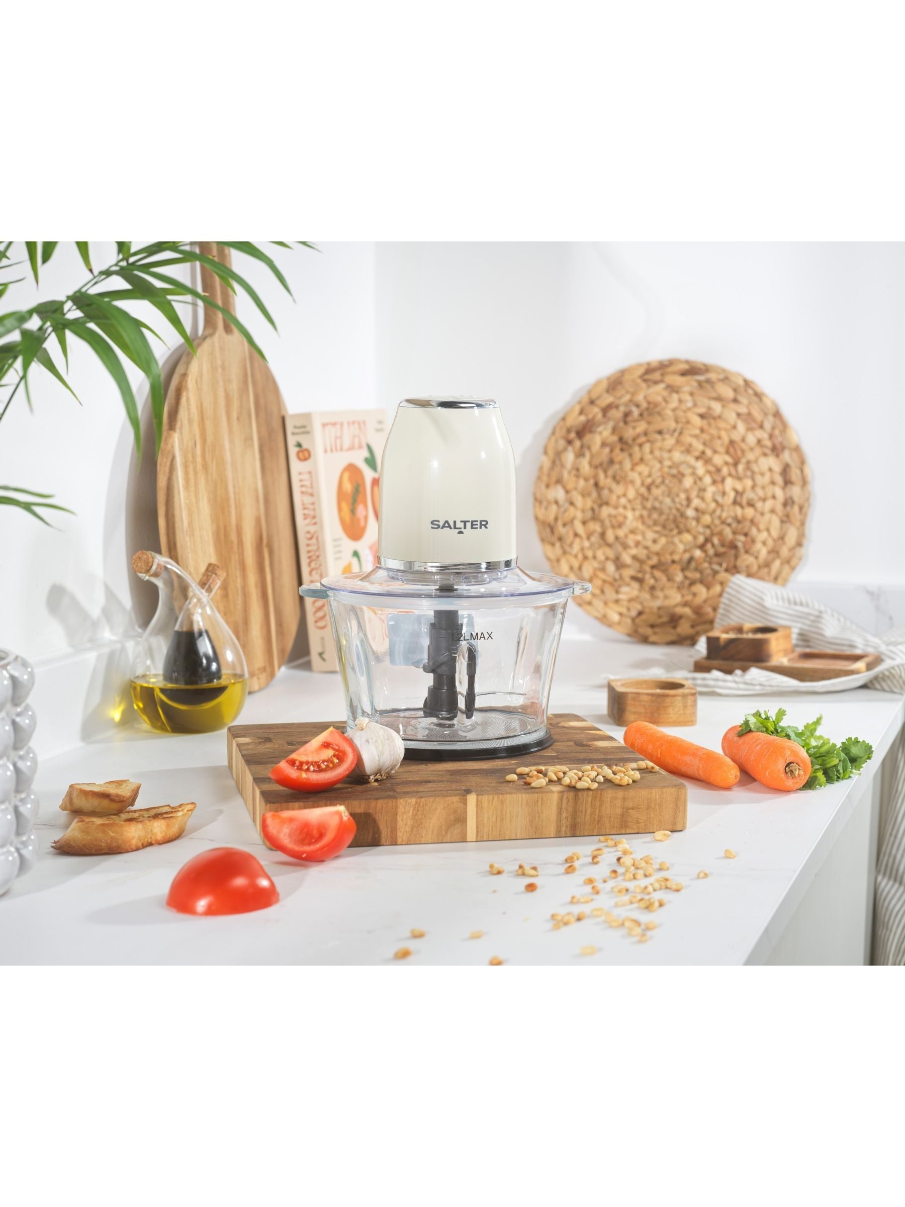 Salter Cream Retro Glass Chopper 1.5L (British brand)