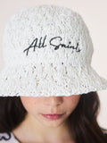 smALLSAINTS straw effect bucket hat with black logo (British brand)