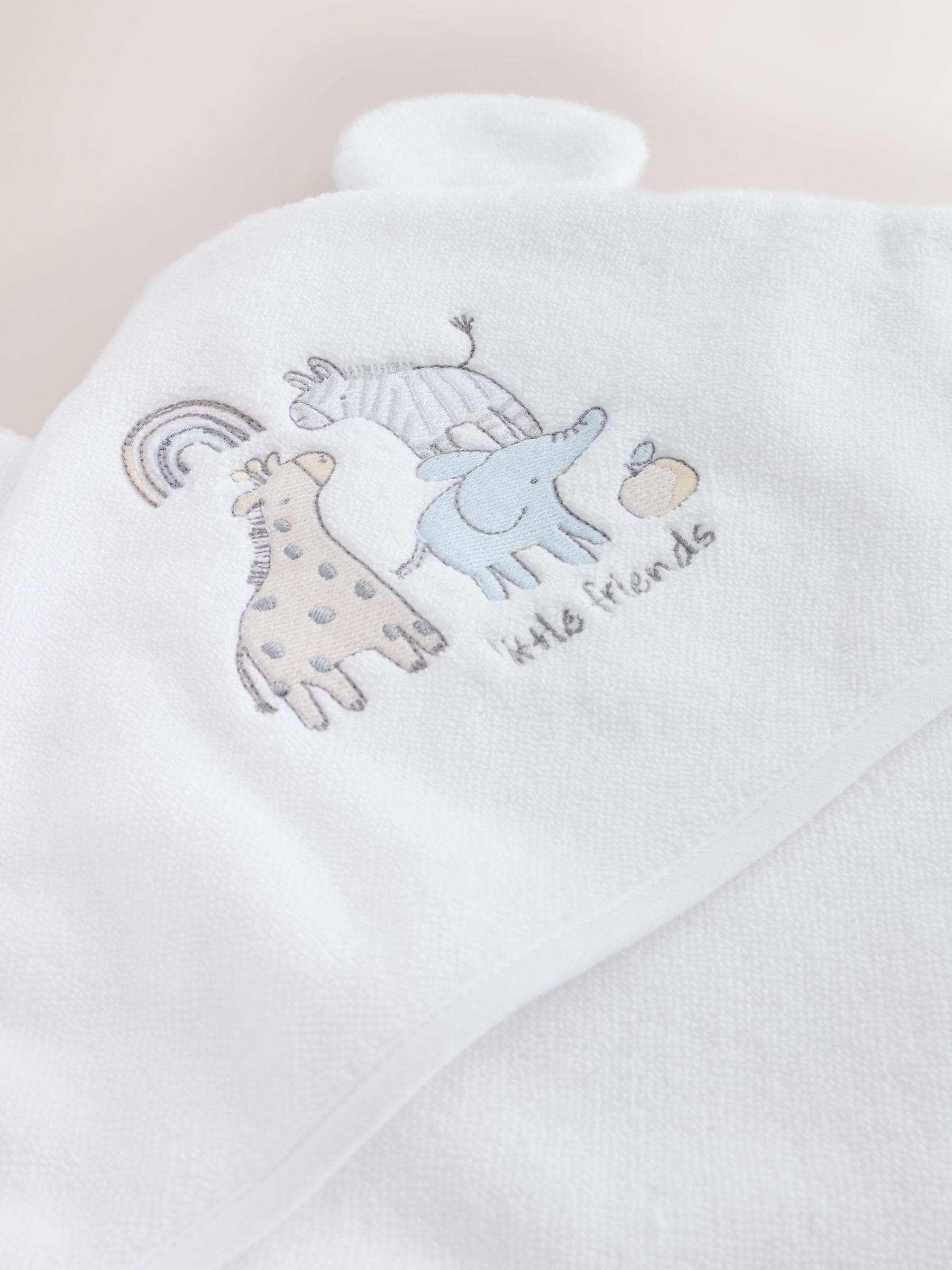 White safari animals hooded towel 75cm - British product