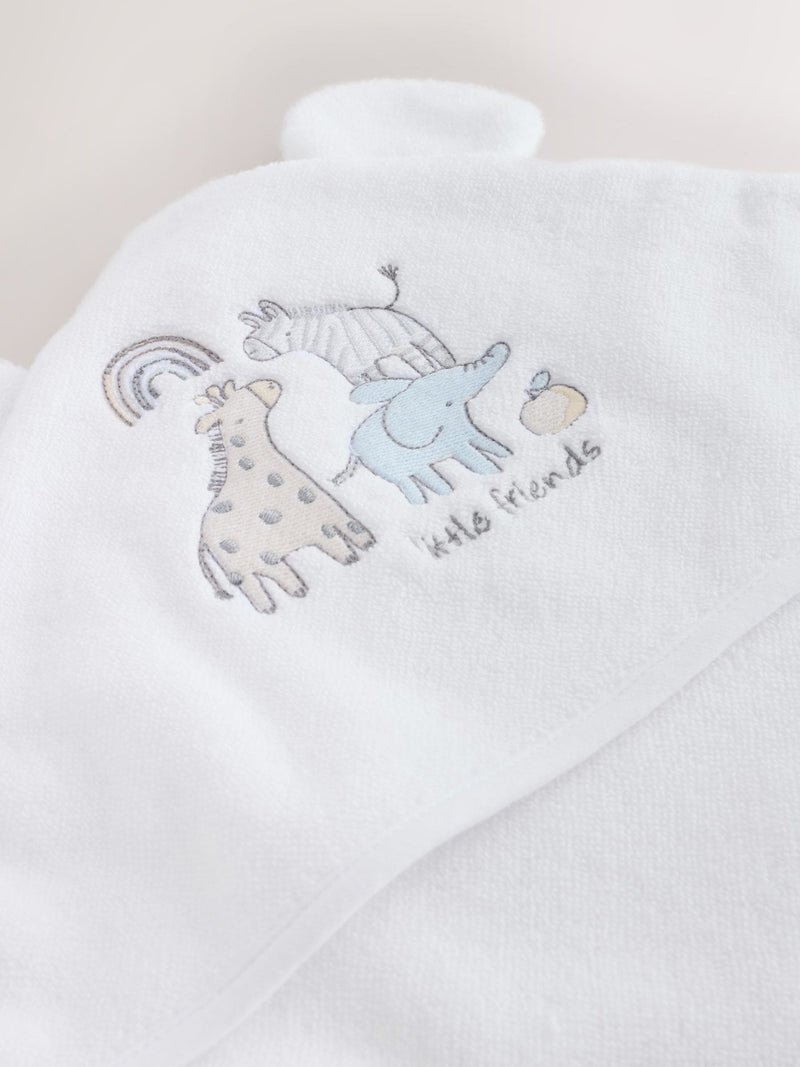 White safari animals hooded towel 75cm - British product