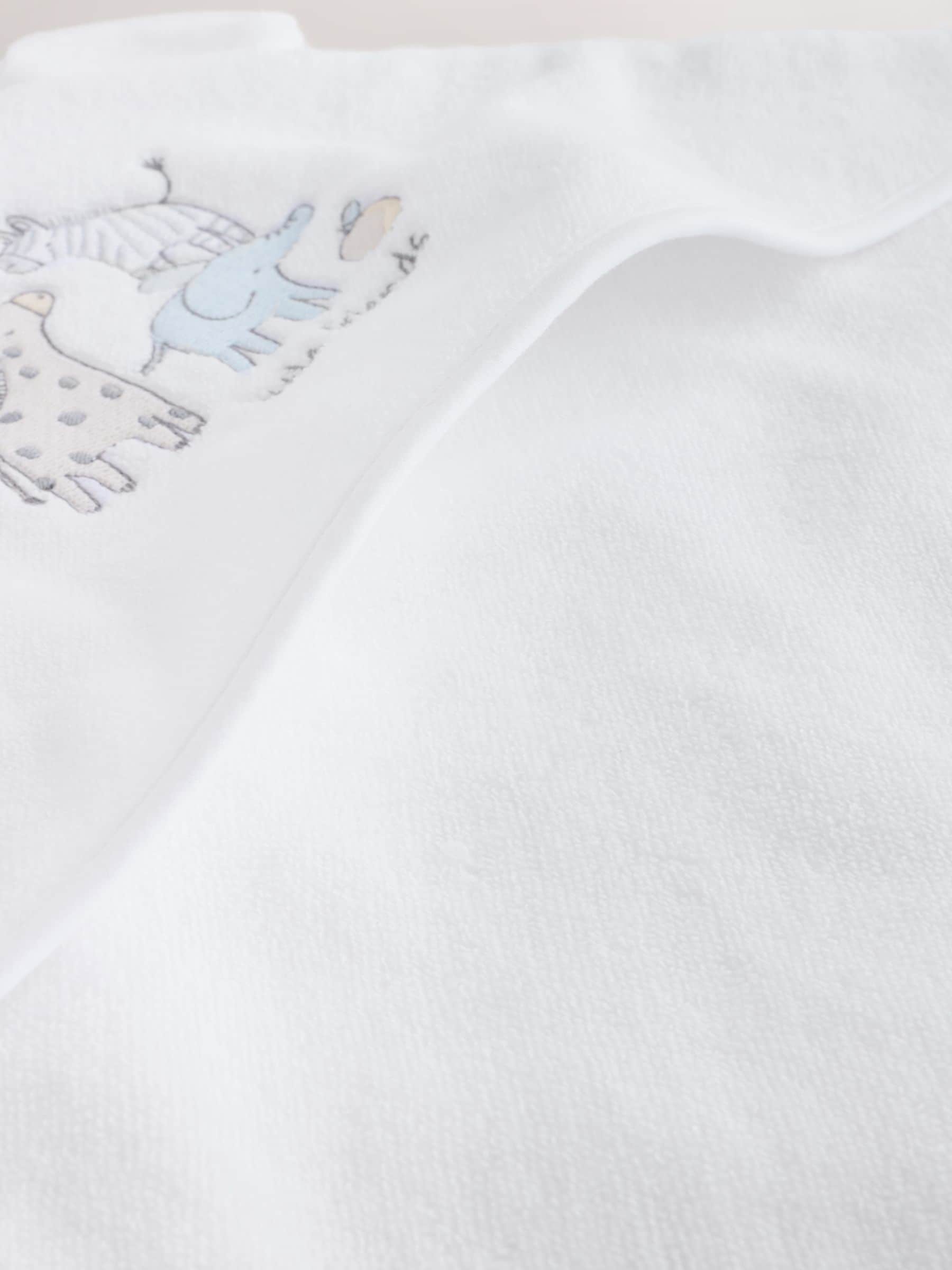 White safari animals hooded towel 75cm - British product