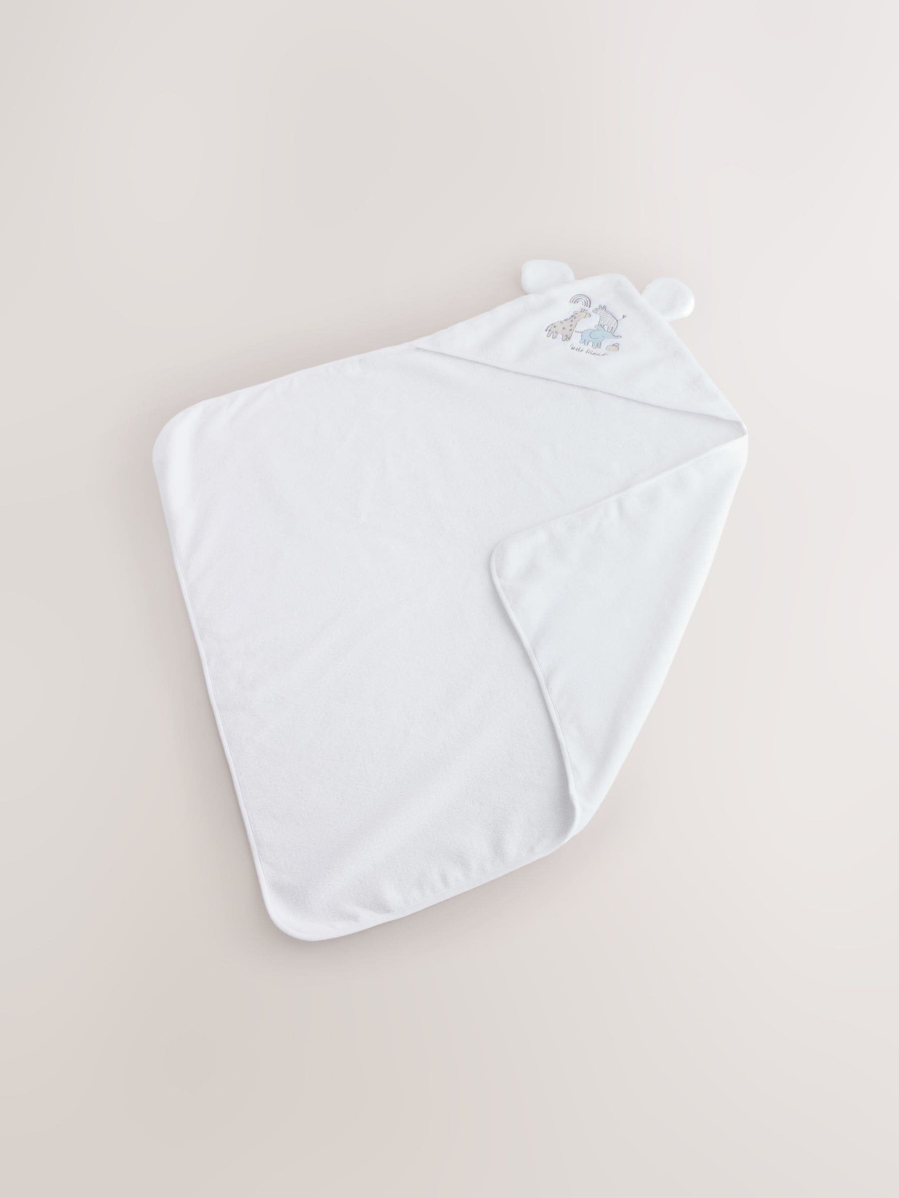 White safari animals hooded towel 75cm - British product