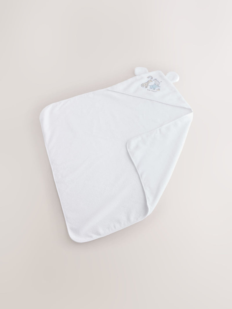 White safari animals hooded towel 75cm - British product