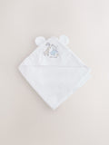 White safari animals hooded towel 75cm - British product