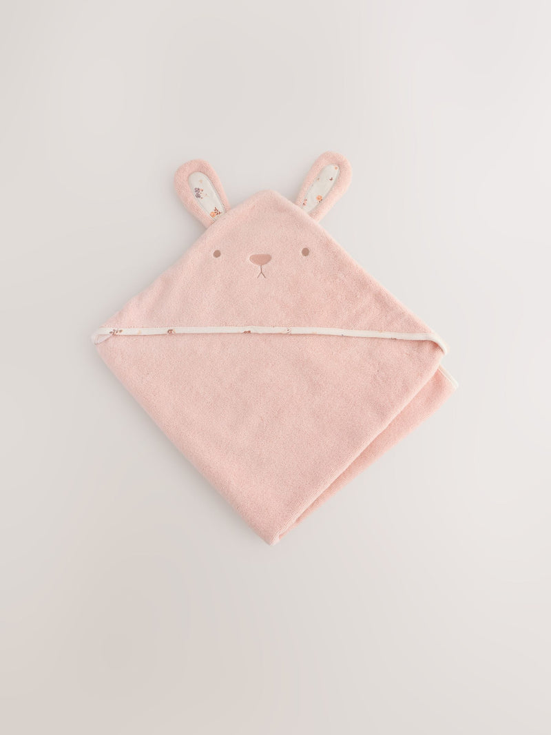 Pink bunny hooded baby towel 75cm (British brand)