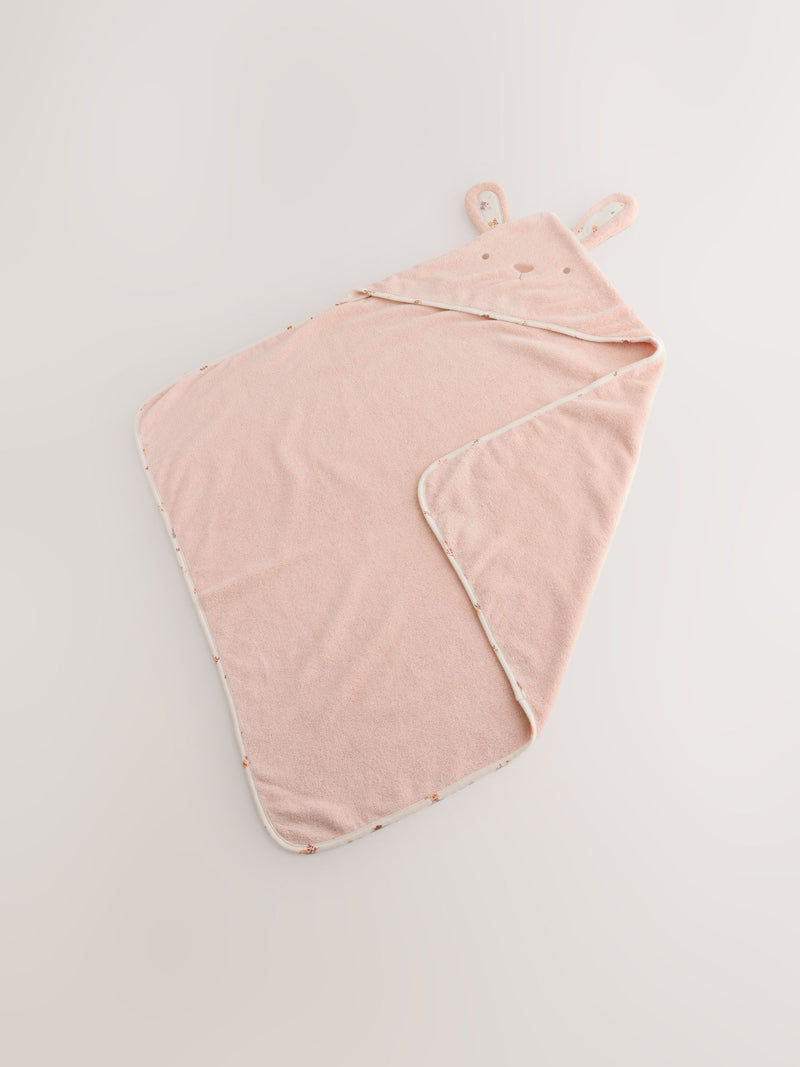 Pink bunny hooded baby towel 75cm (British brand)