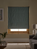 Blue soft marl Roman blind with blackout and thermal lining, imported from the UK