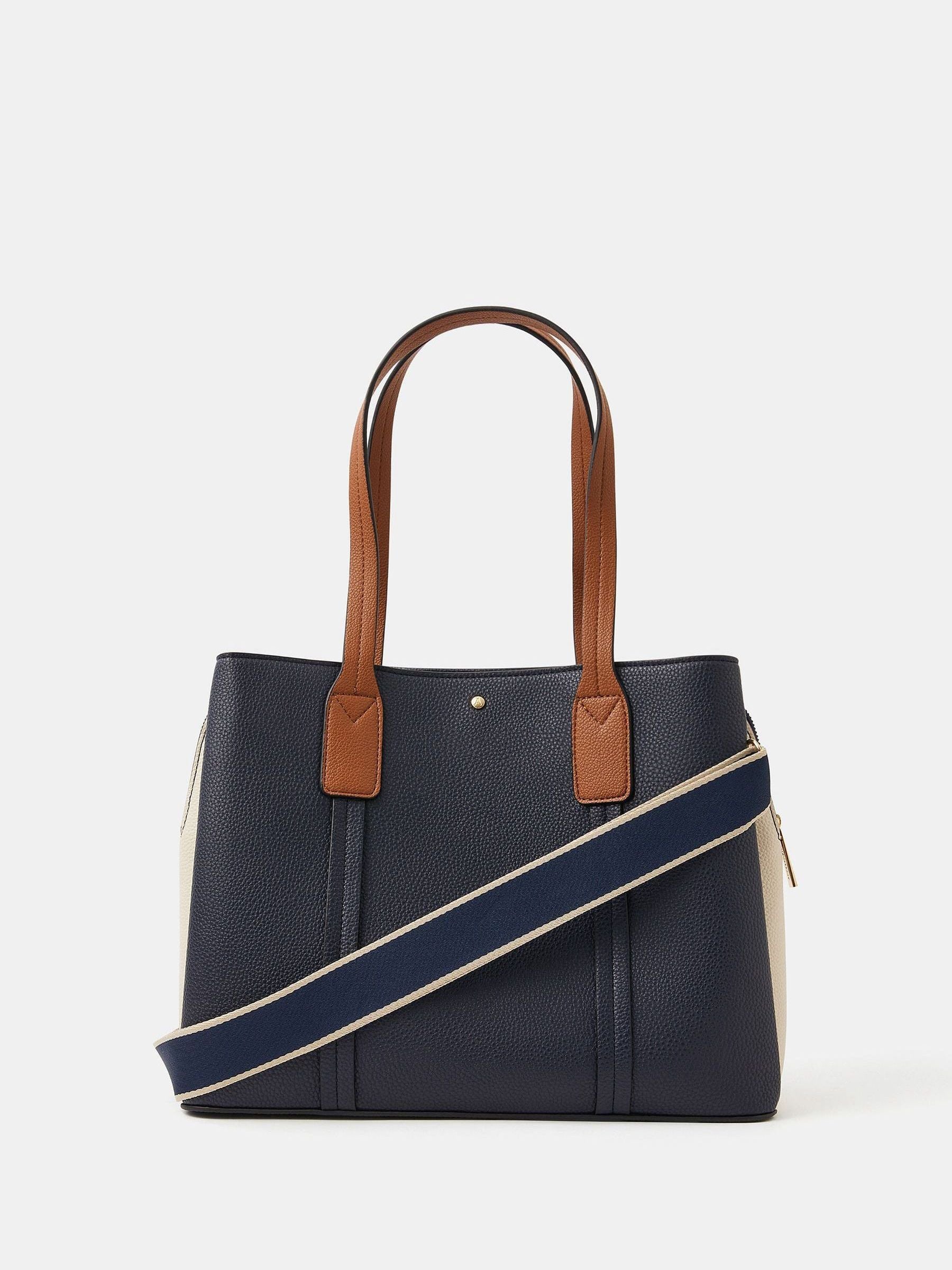 Accessorize blue webbing strap faux leather shoulder bag, UK version