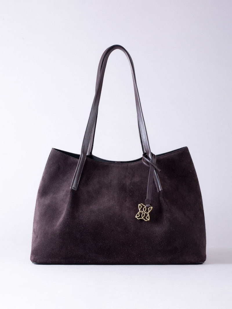 Lakeland Leather Brown Mirehouse suede tote bag, imported from the UK