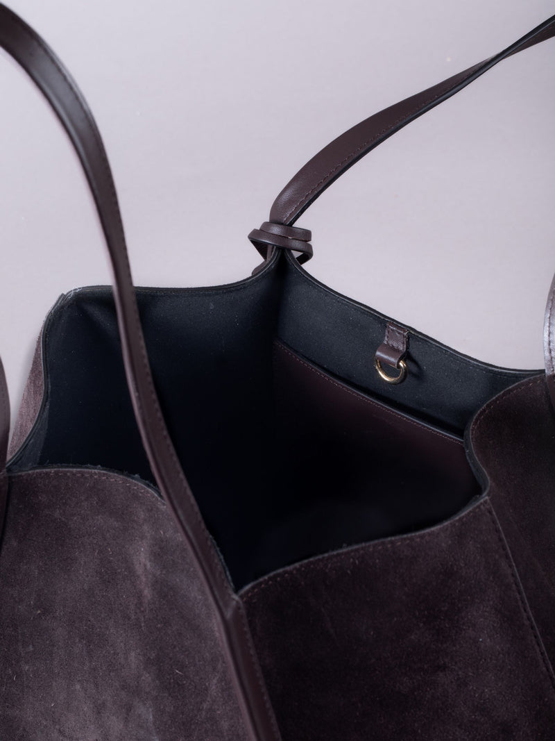 Lakeland Leather Brown Mirehouse suede tote bag, imported from the UK