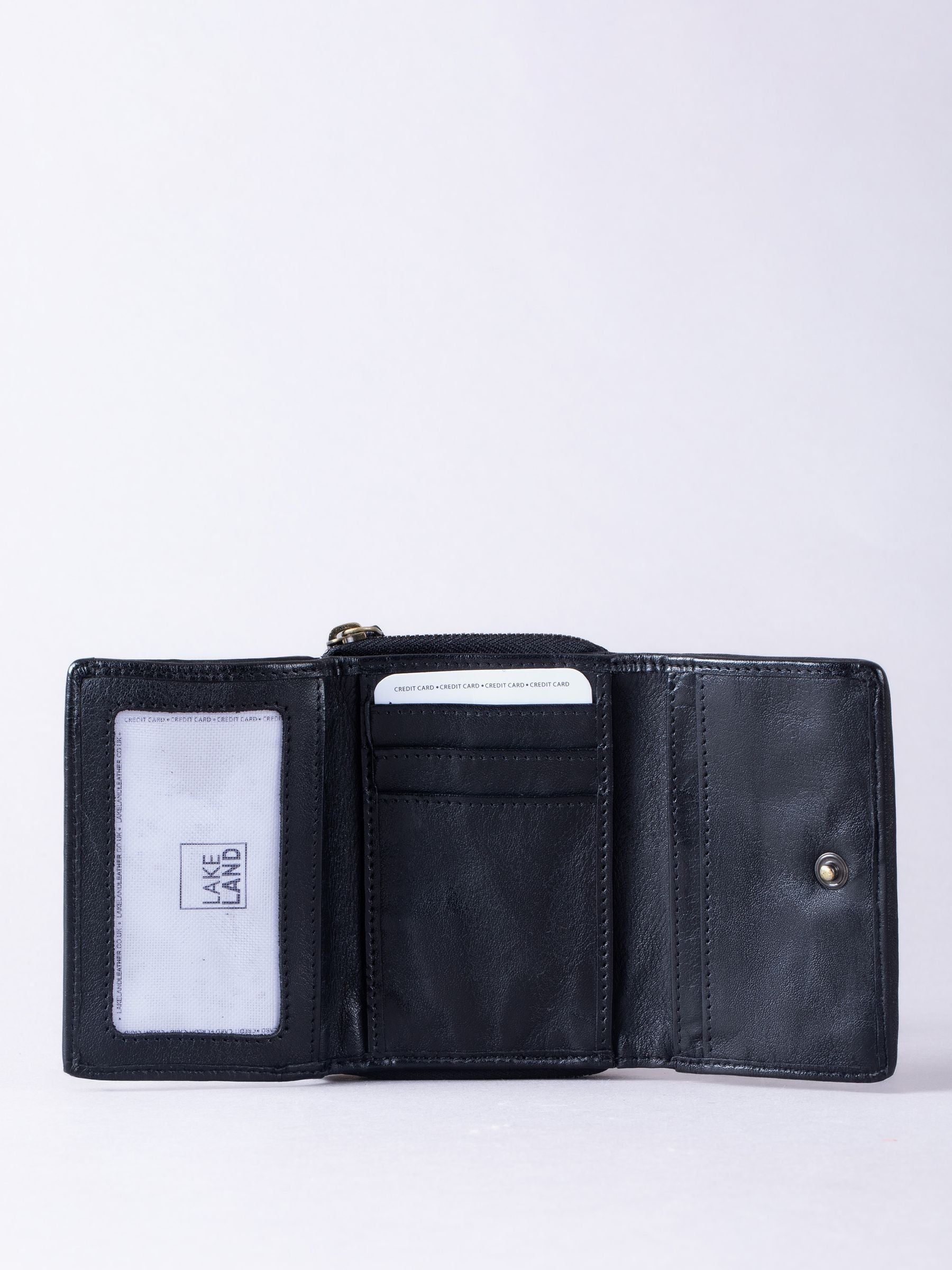 Lakeland Leather small Wreay purse black leather, imported from the UK