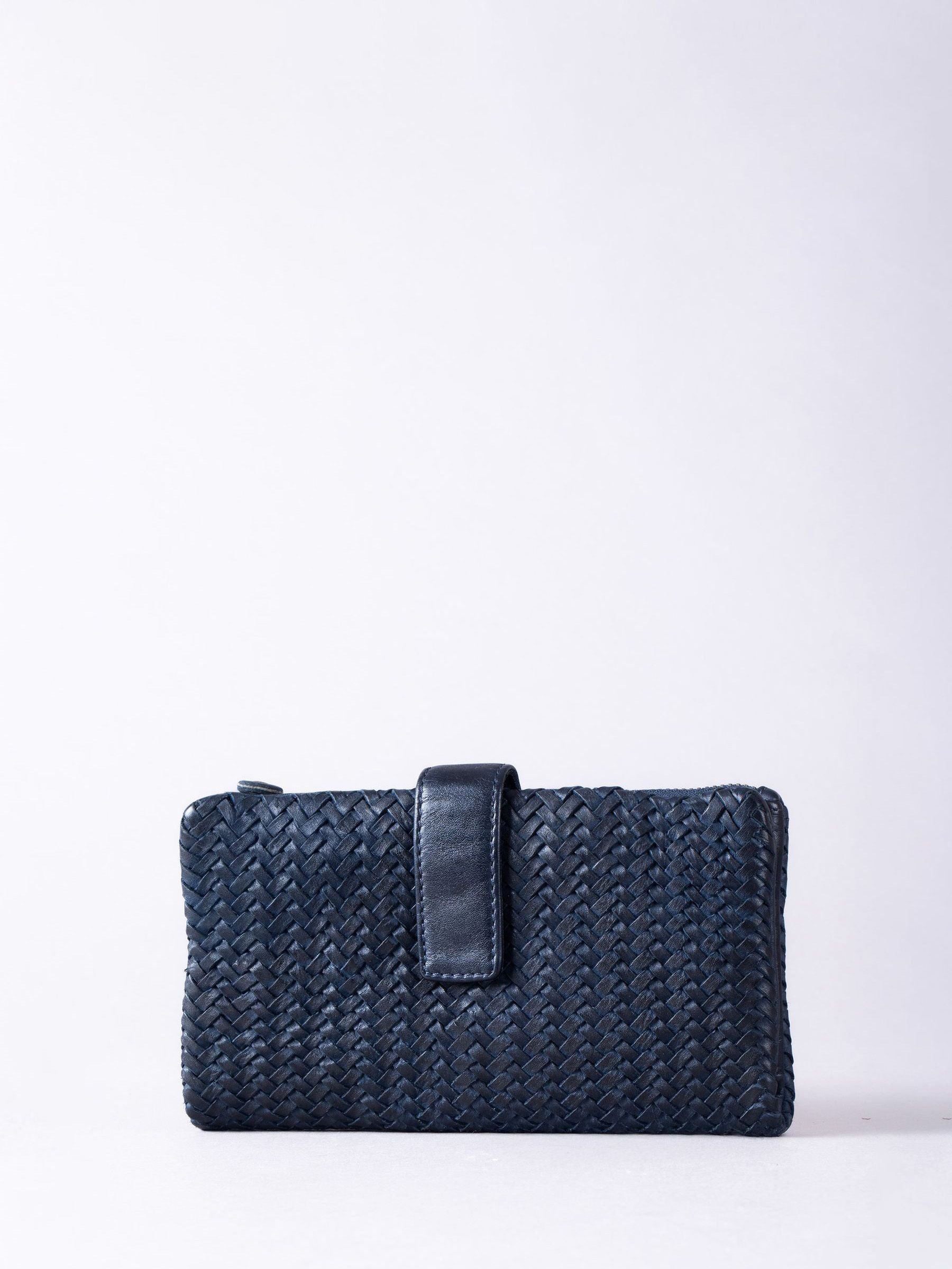 Lakeland Leather Blue Large Wreay Tab Purse