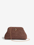 Lipsy natural raffia brown clutch bag with chain strap - British product