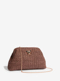 Lipsy natural raffia brown clutch bag with chain strap - British product