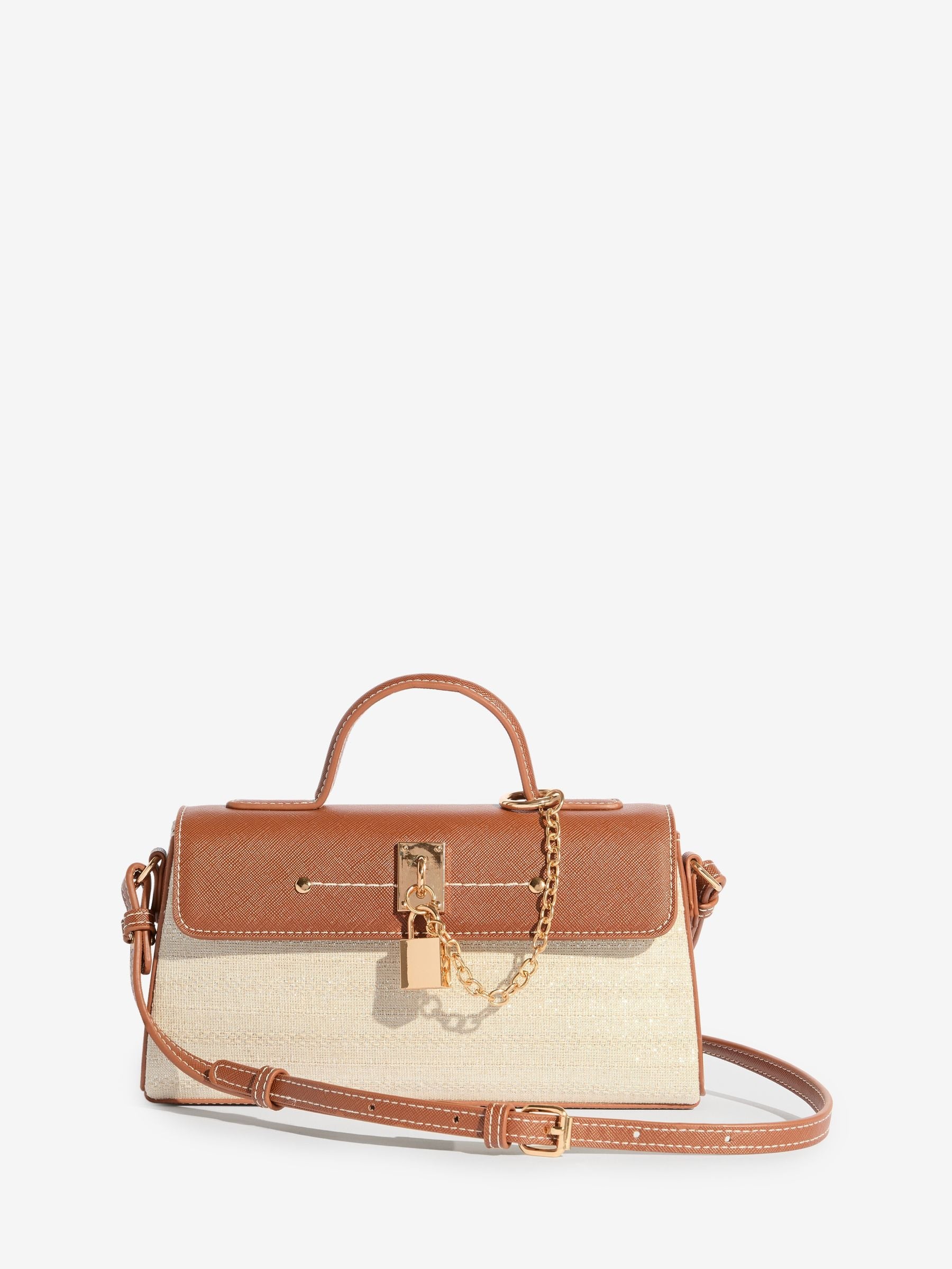 Friends Like These cream tan mini top handle handbag, imported from the UK
