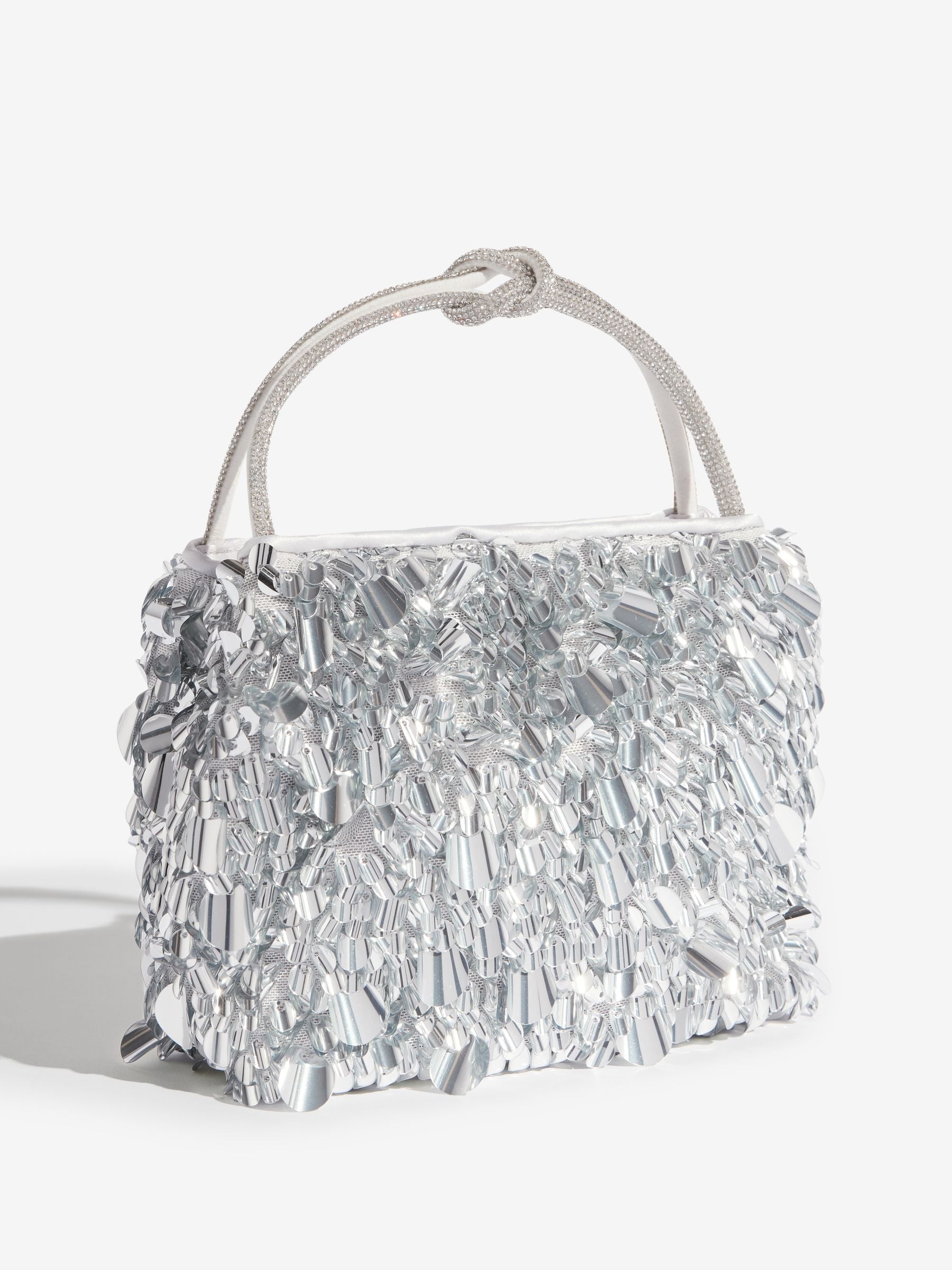 Friends Like These silver sequin top handle bag (British brand)