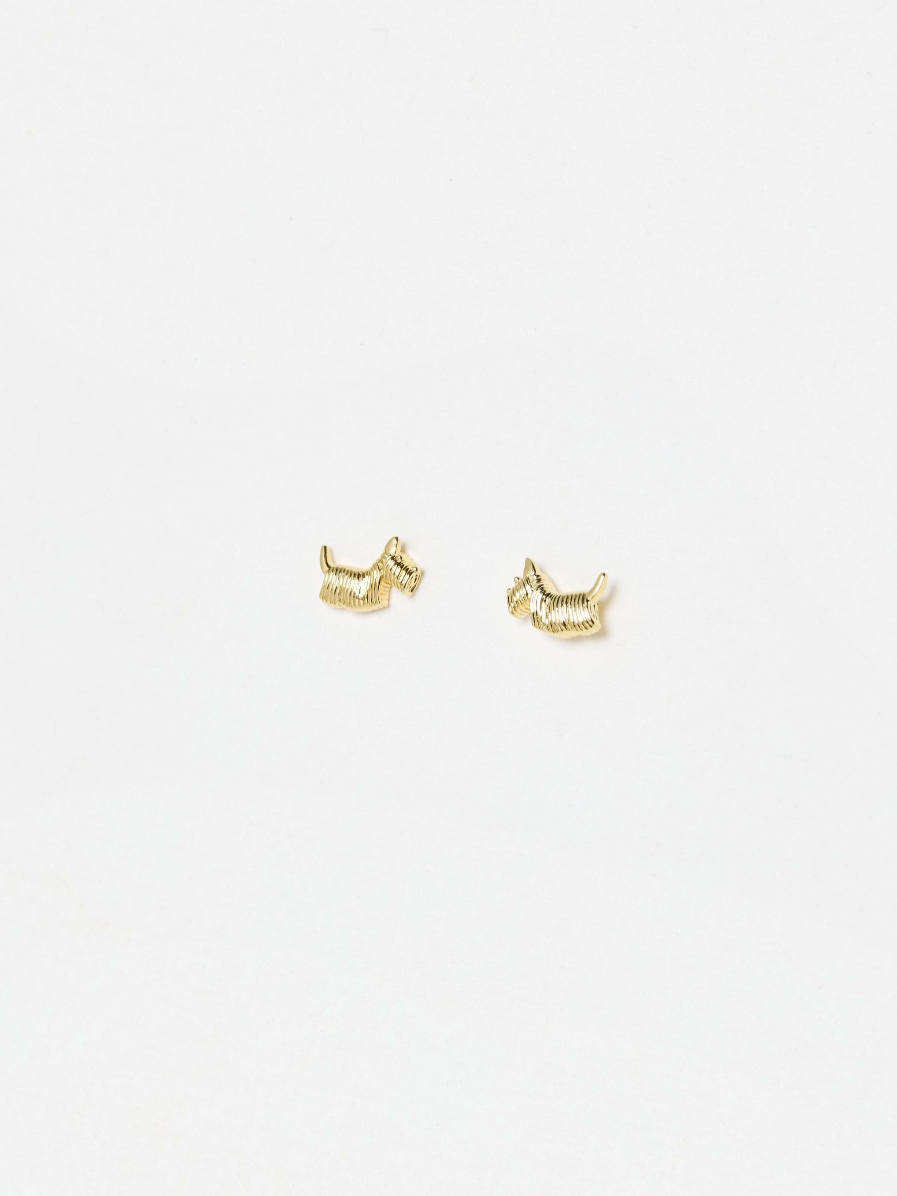 Oliver Bonas Gold Hamish Scottie Dog Gold Plated Stud Earrings