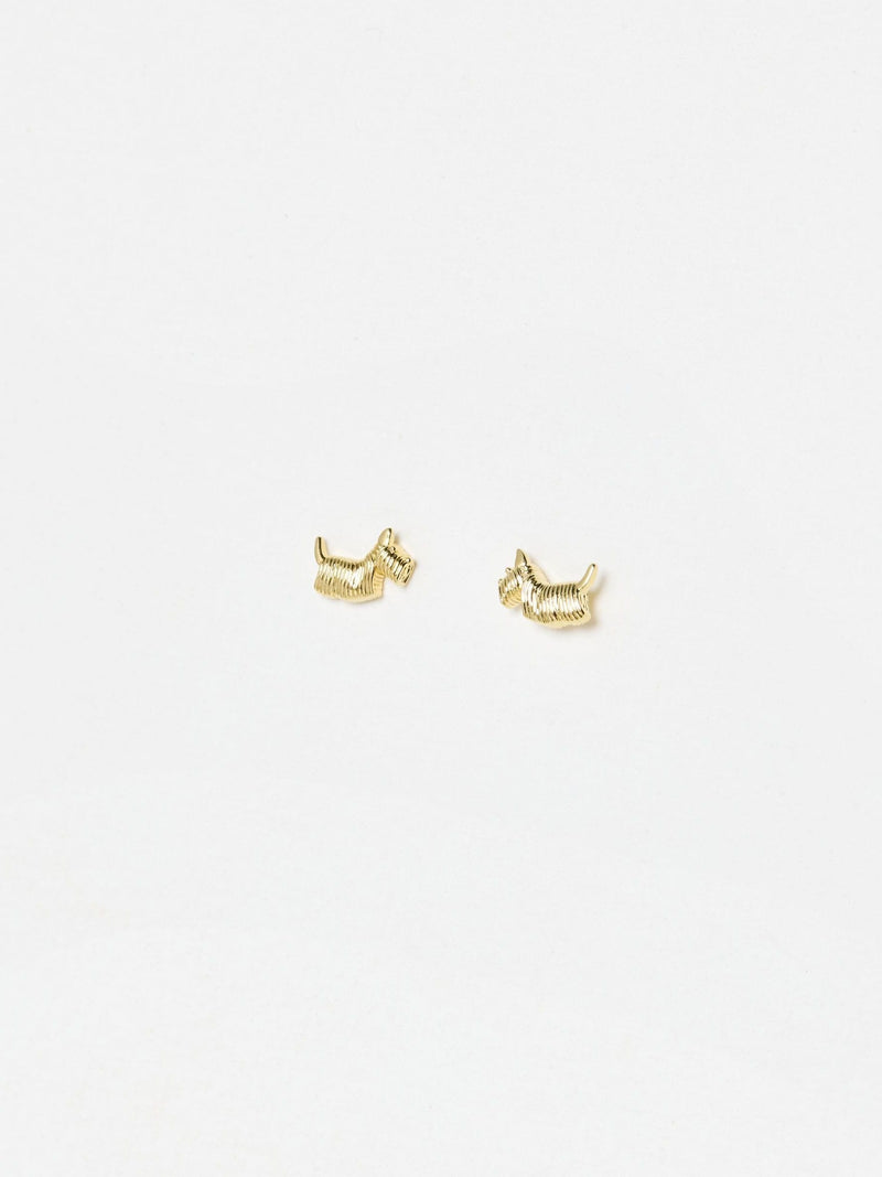 Oliver Bonas Gold Hamish Scottie Dog Gold Plated Stud Earrings