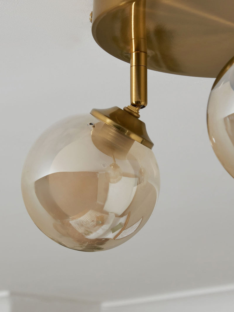 BHS satin brass vanity ceiling light with three adjustable spotlights, British brand