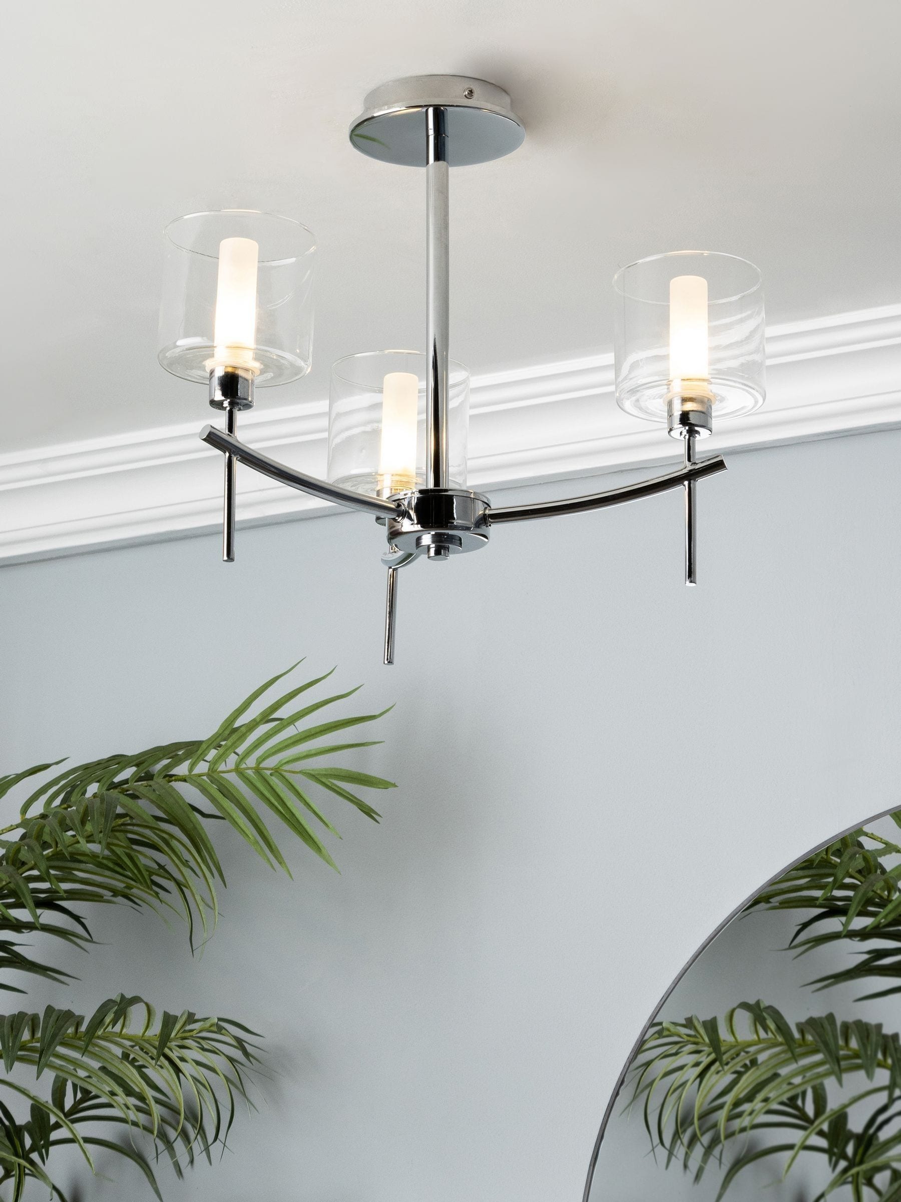 BHS Montreal flush ceiling light chrome finish, UK version
