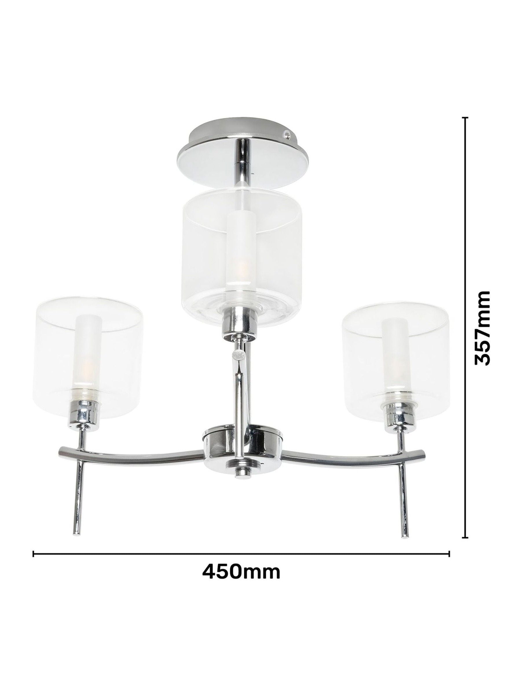 BHS Montreal flush ceiling light chrome finish, UK version
