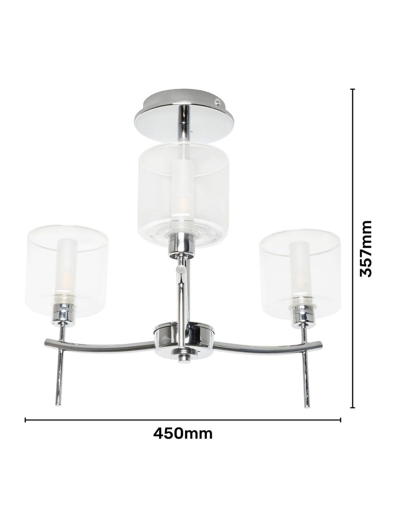 BHS Montreal flush ceiling light chrome finish, UK version