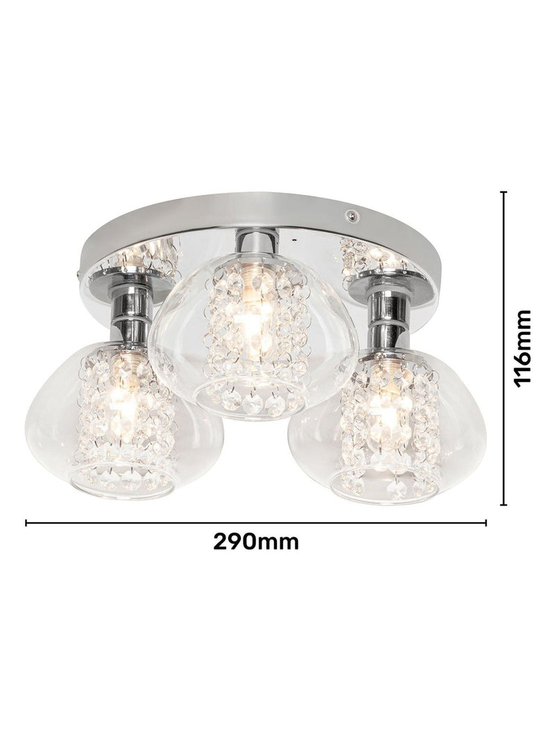 BHS chrome Vancouver Glam bathroom ceiling light, imported from the UK