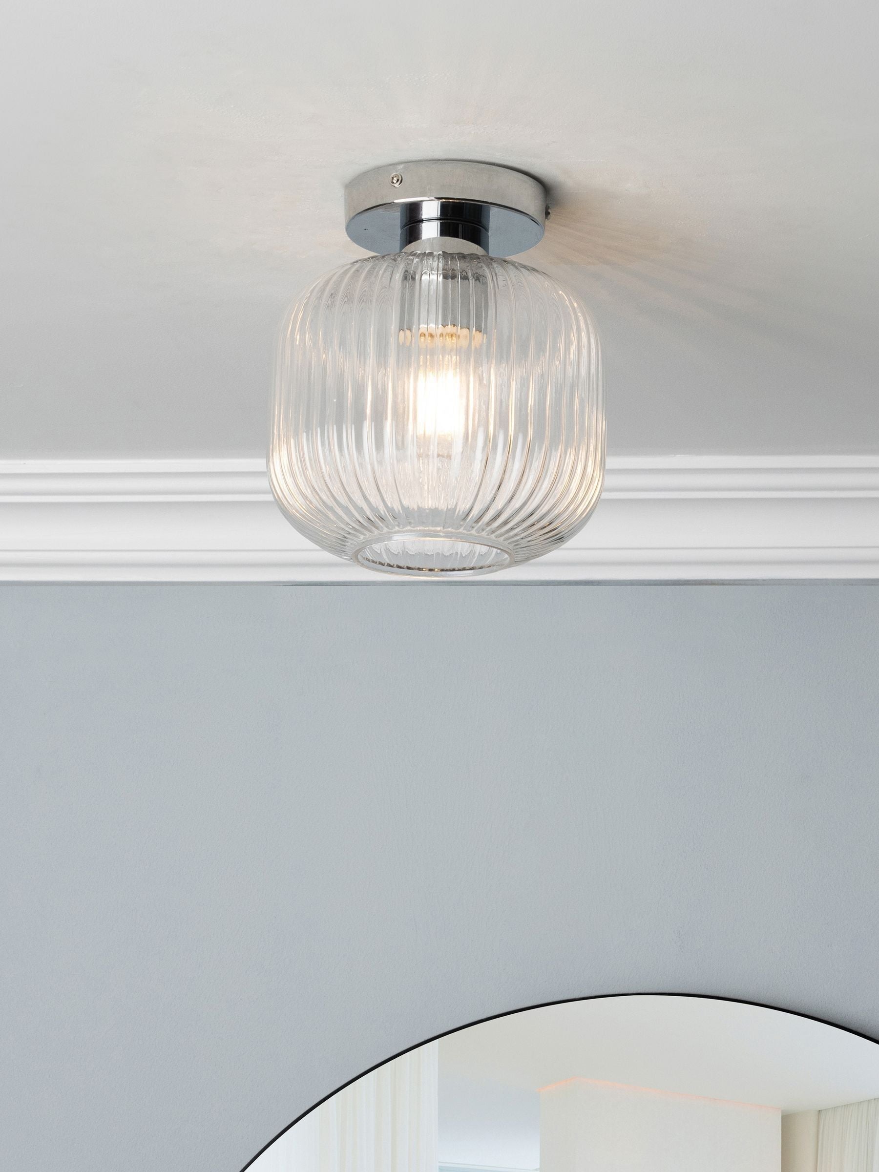 BHS Quebec glass bathroom flush light 23cm (British brand)