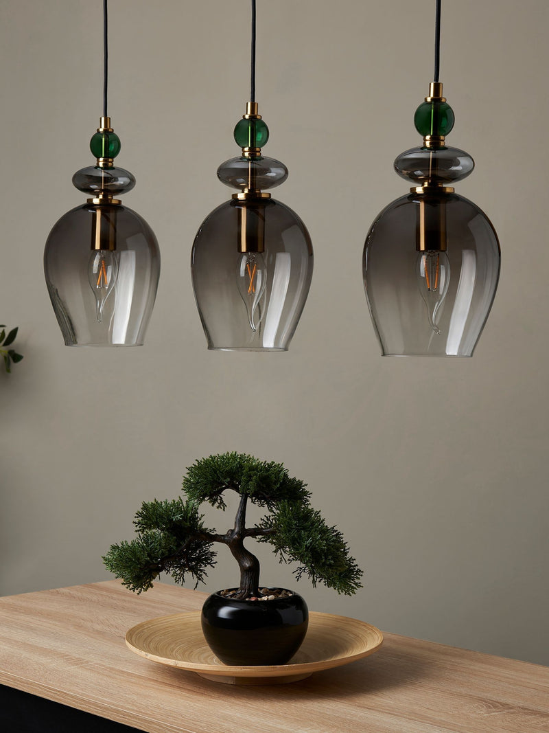 BHS Seline 3 light pendant in brass green, UK version
