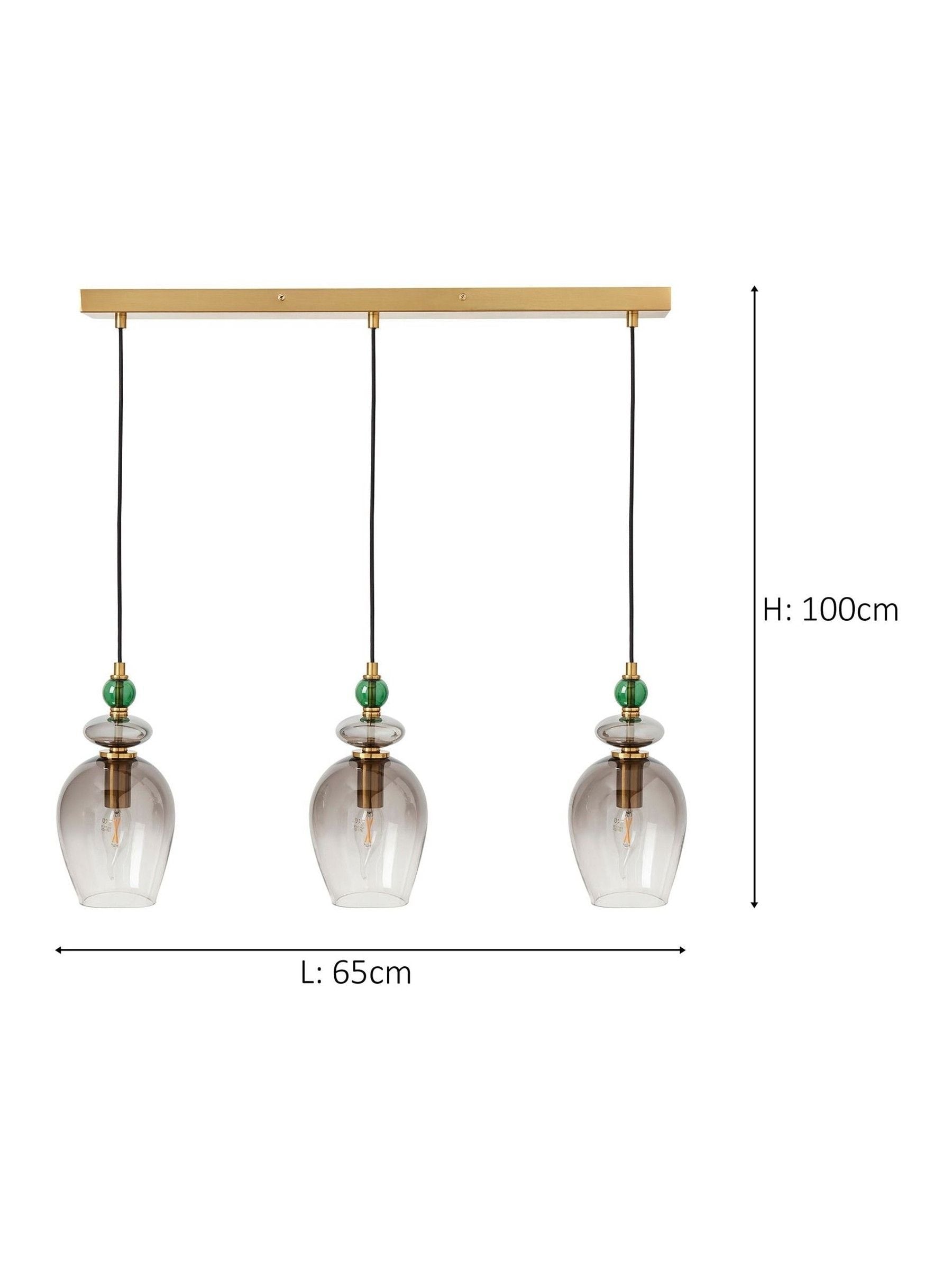 BHS Seline 3 light pendant in brass green, UK version