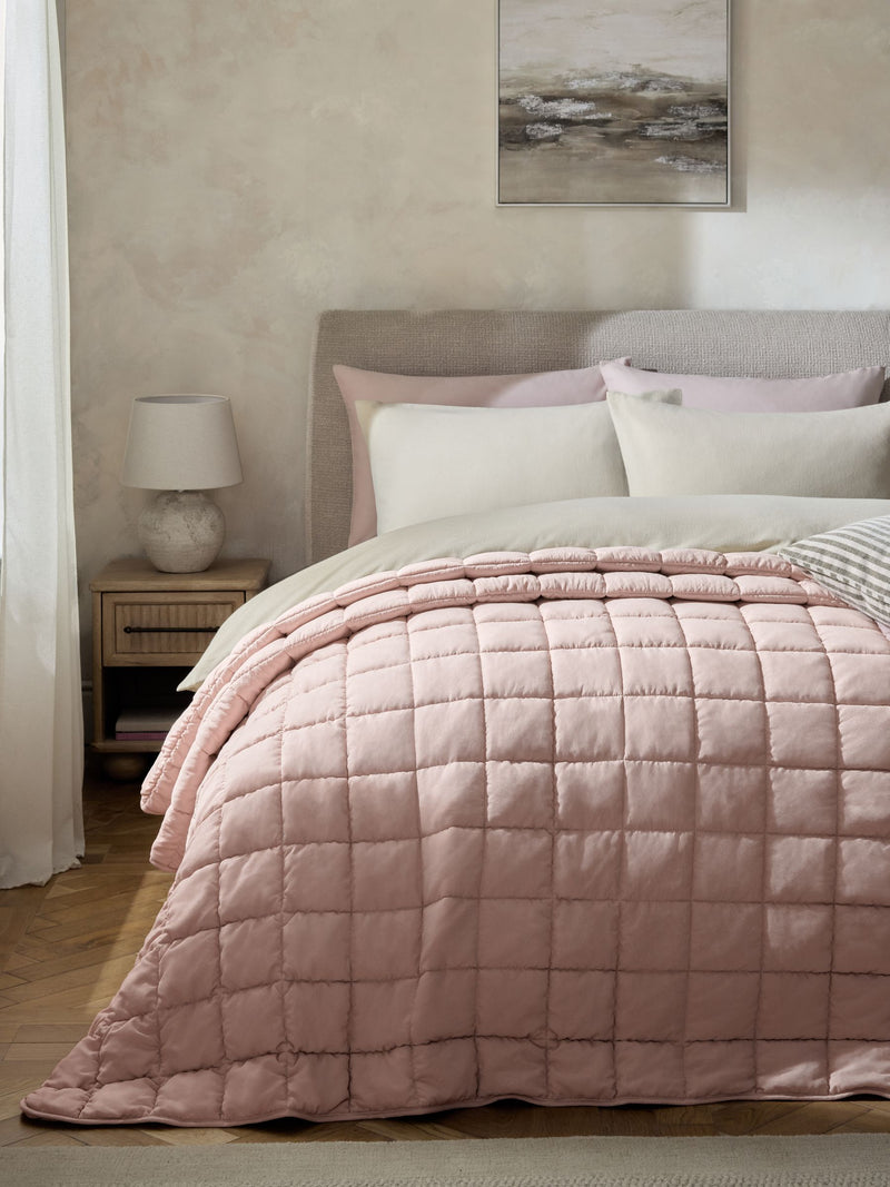 Pink Darcie Textured Quilted Bedspread