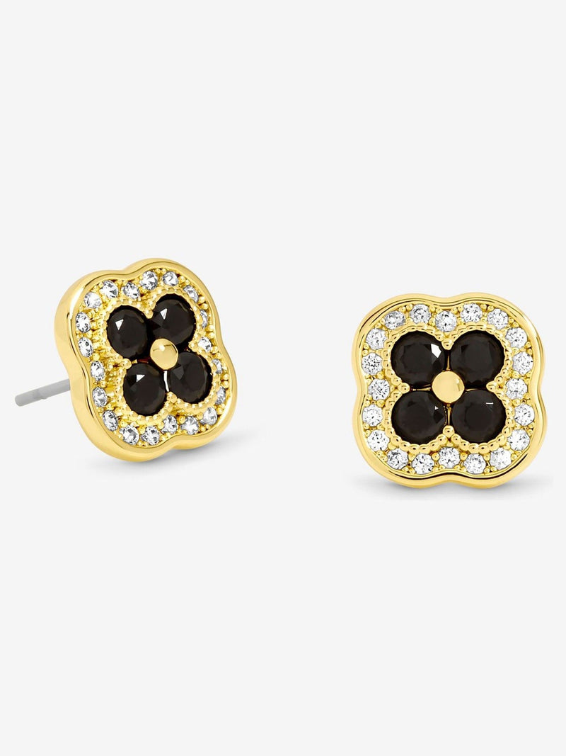 Jon Richard Silver Plated Crystal and Emerald Clover Studs Earrings
