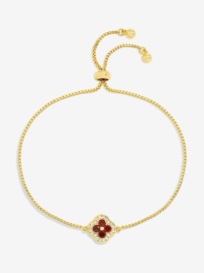 Next Gold Plated Ruby Clover Toggle Bracelet 10.2 Inch Chain- Buy online at McGrocer