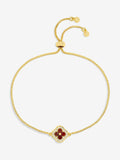 Gold Plated Ruby Clover Toggle Bracelet 10.2 Inch Chain