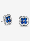 Jon Richard Silver Plated Crystal and Sapphire Clover Studs Earrings