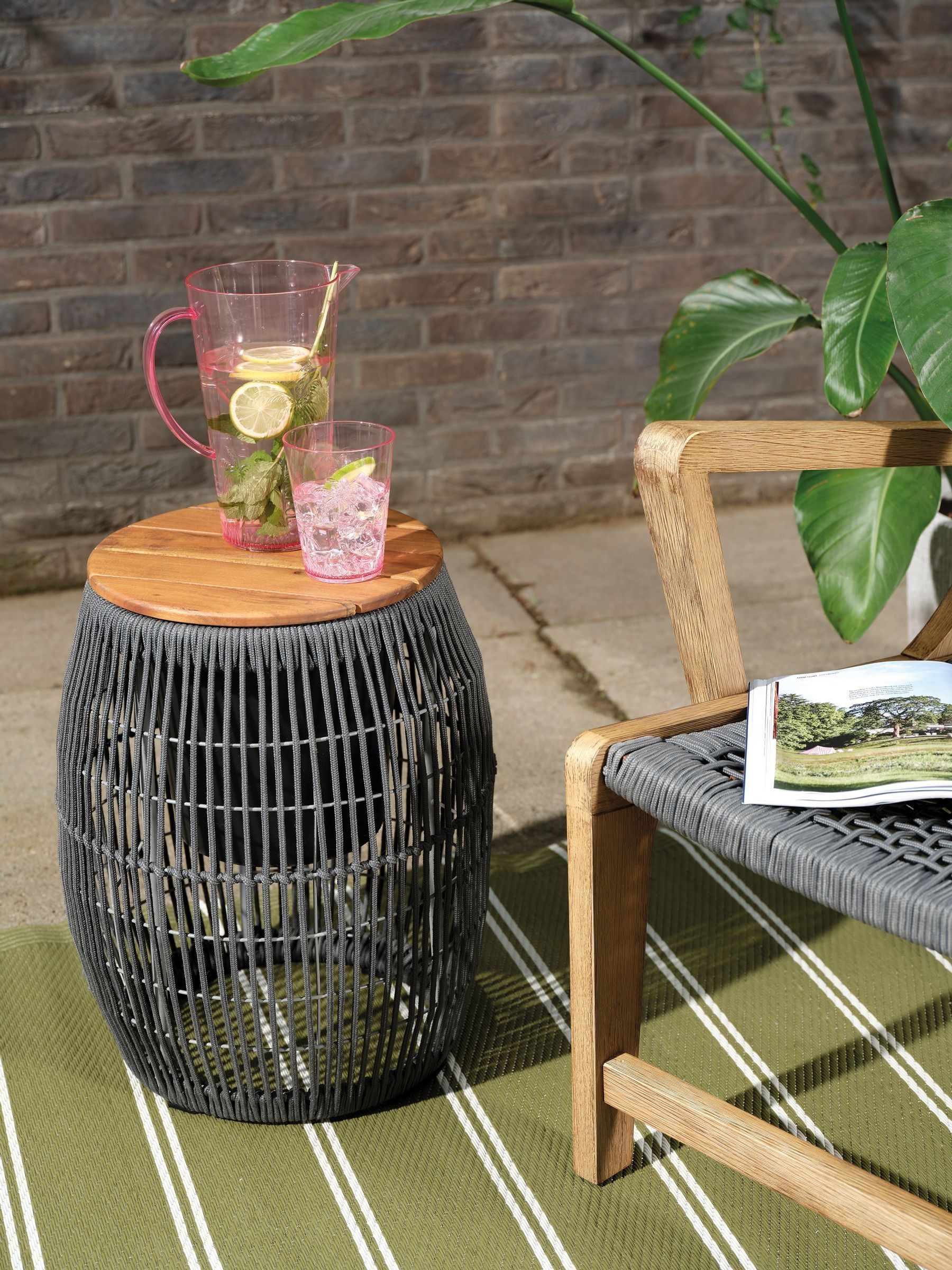 Outdoor Living Grey Seville Acacia Storage 3-in-1 Side Table