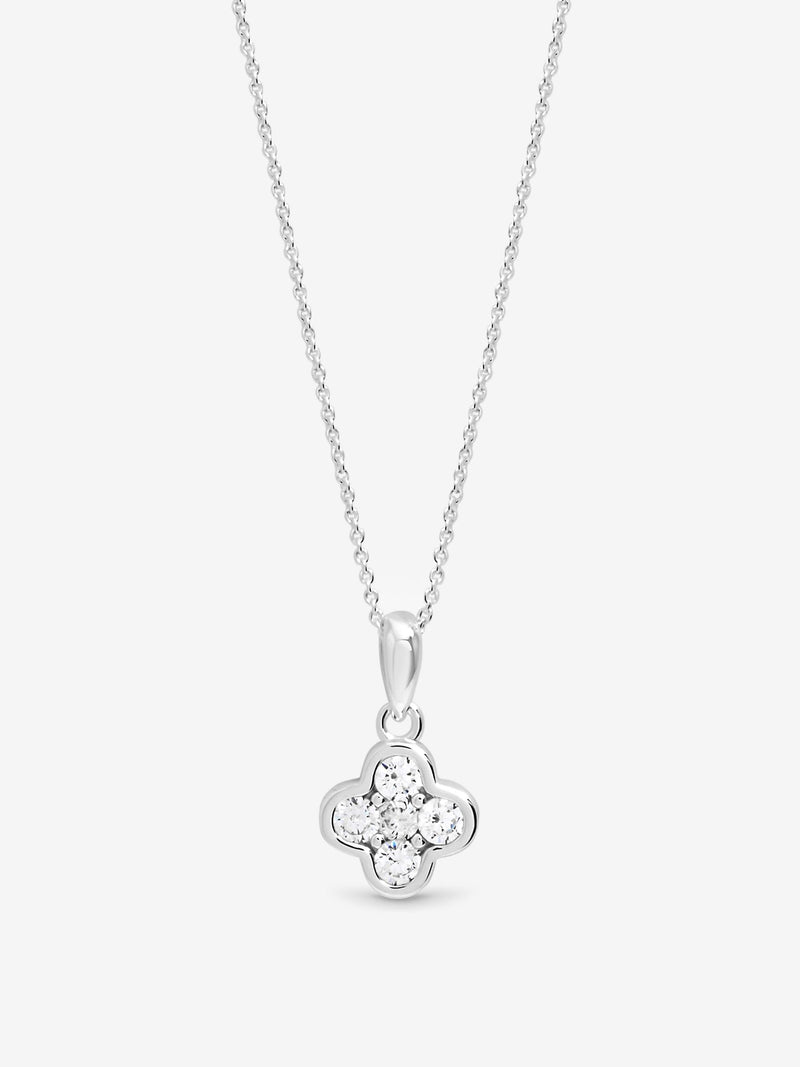 Simply Silver Silver Tone Sterling 925 Cubic Zirconia Clover Pendant