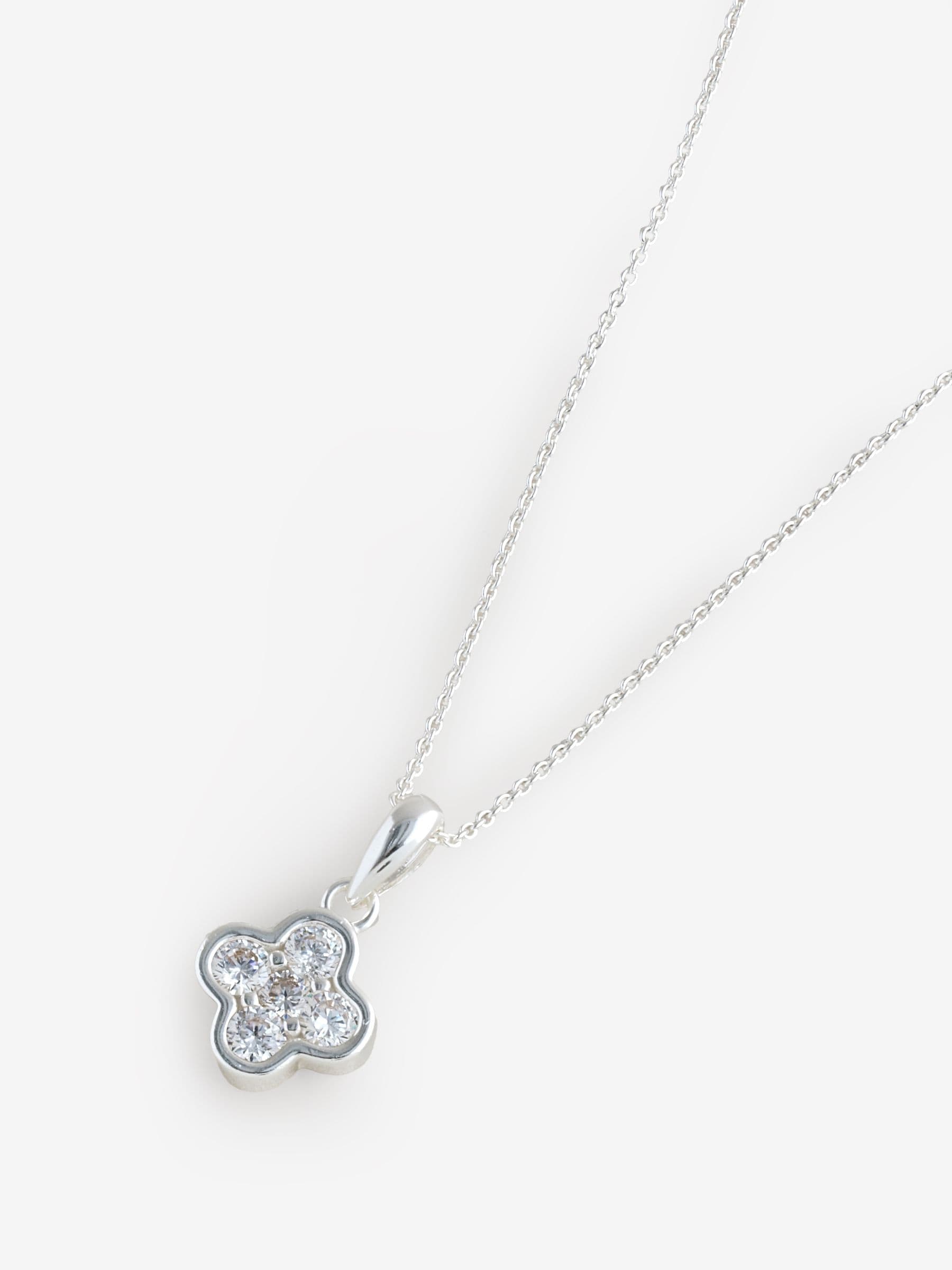 Simply Silver Silver Tone Sterling 925 Cubic Zirconia Clover Pendant