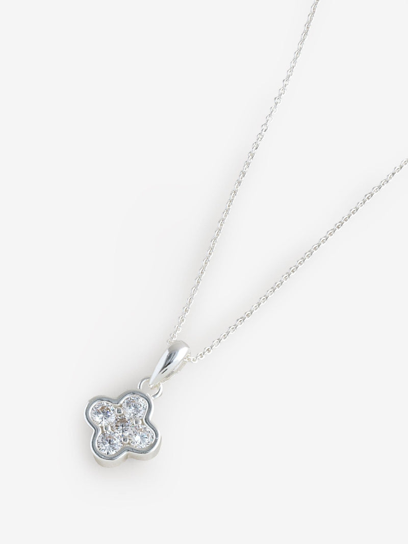 Simply Silver Silver Tone Sterling 925 Cubic Zirconia Clover Pendant