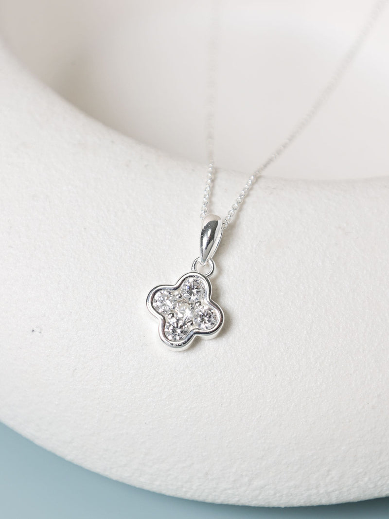 Simply Silver Silver Tone Sterling 925 Cubic Zirconia Clover Pendant