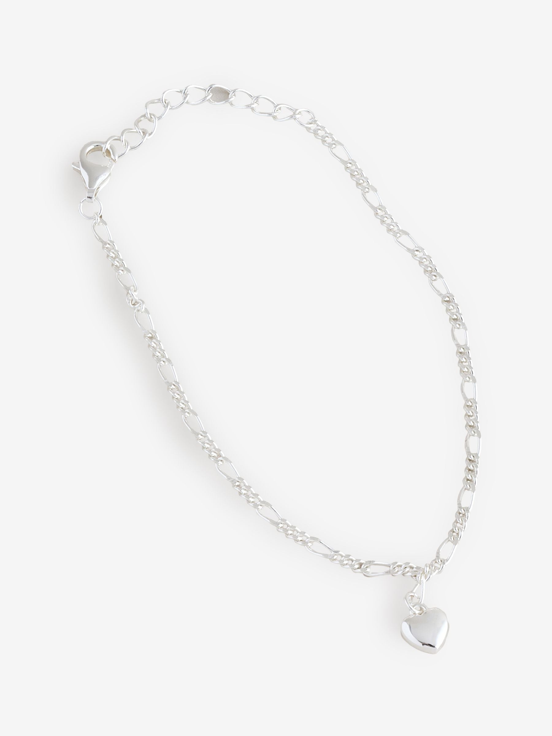 Sterling Silver Fine Figaro Heart Bracelet – 6mm Width
