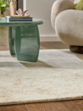 Green abstract rug with blended motif in wool and viscose - British product