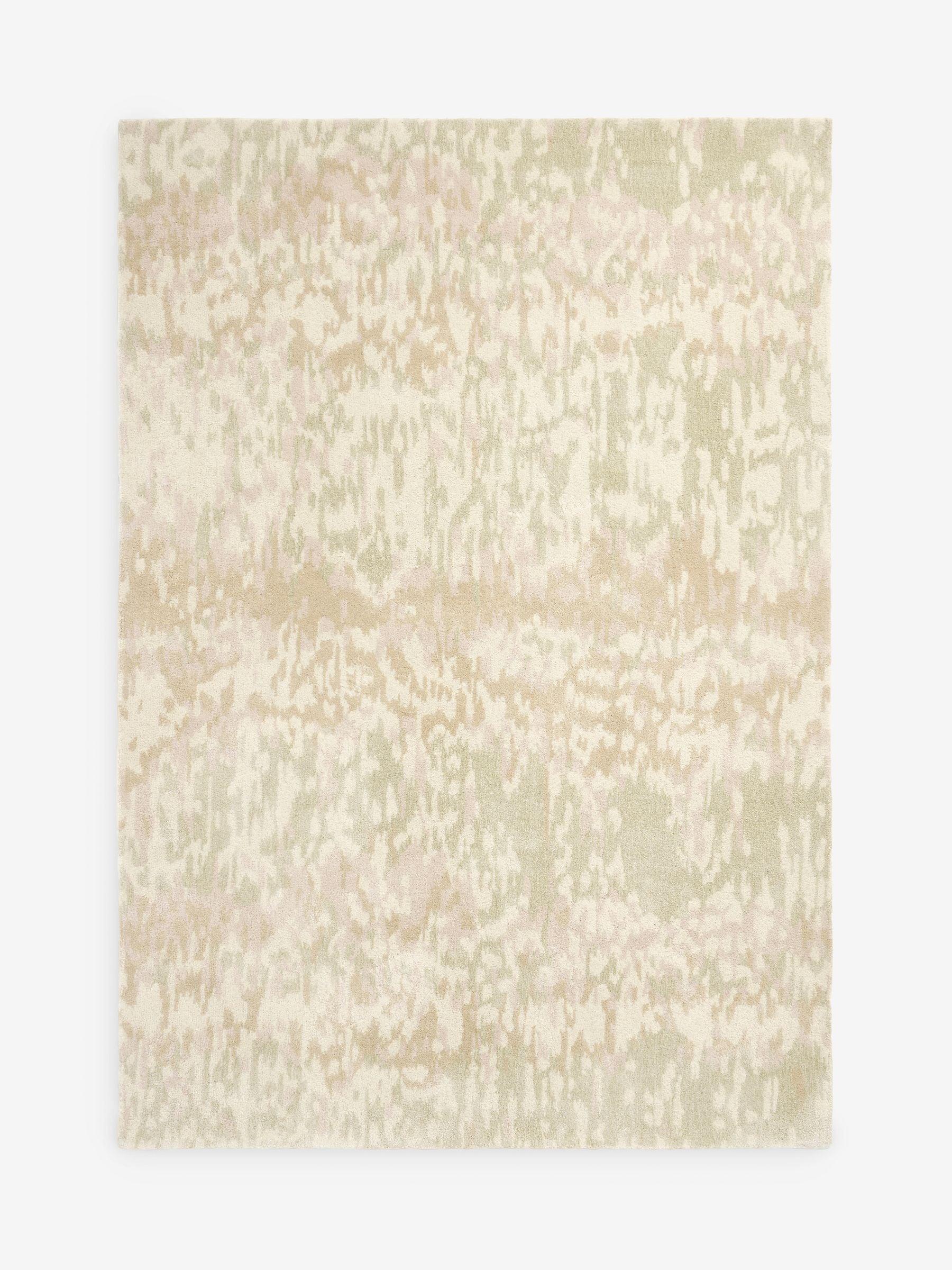 Green abstract rug with blended motif in wool and viscose - British product