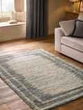 Blue Blended Border rug with double-border design (British brand)