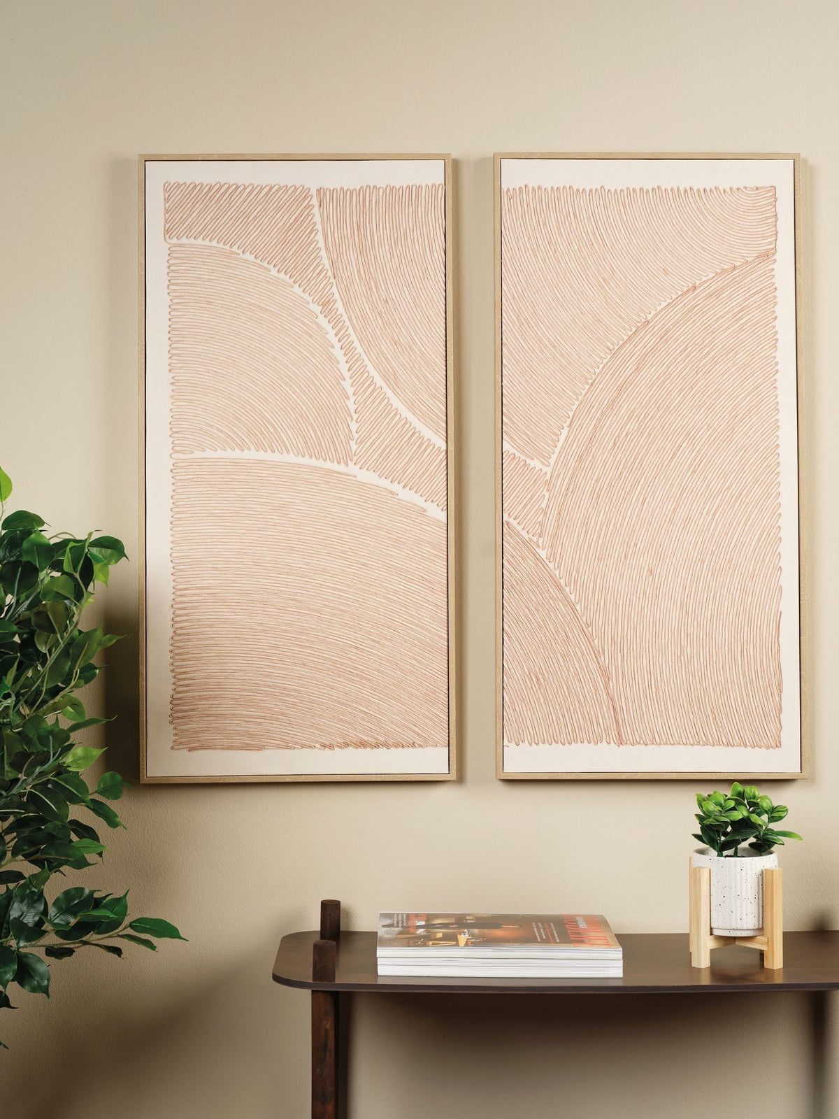 Decoris canvas circle wall art two panels 40x80cm, imported from the UK