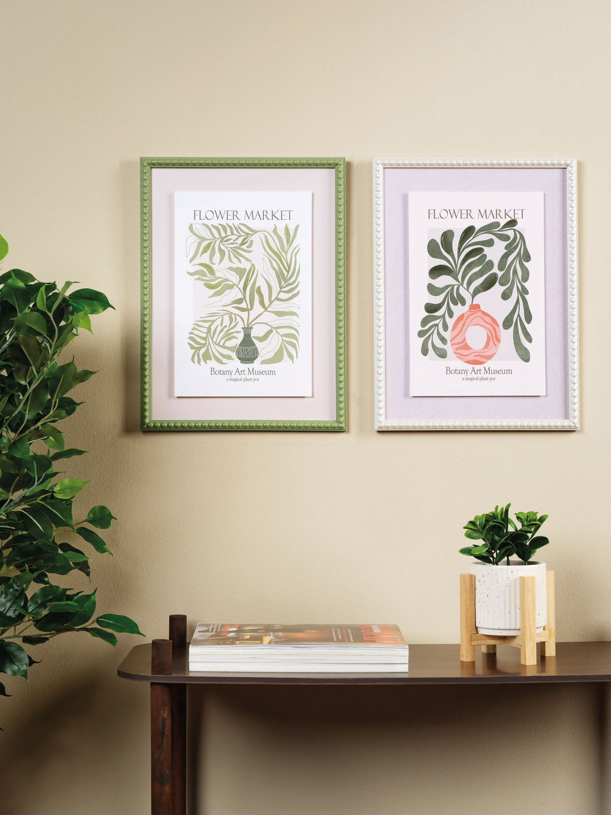 Decoris leaf wall art set with MDF frames - British product